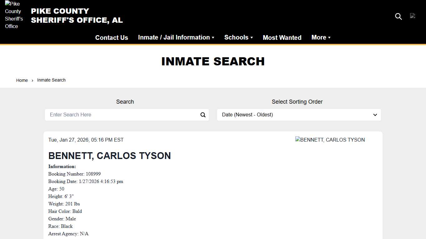 Inmate Search Pike County Sheriff’s Office (AL)