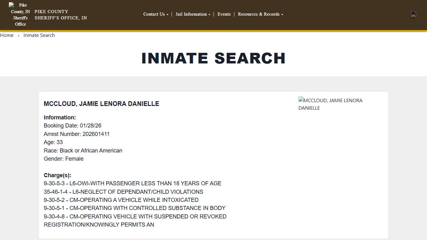 Inmate Search Pike County Sheriff Office, IN